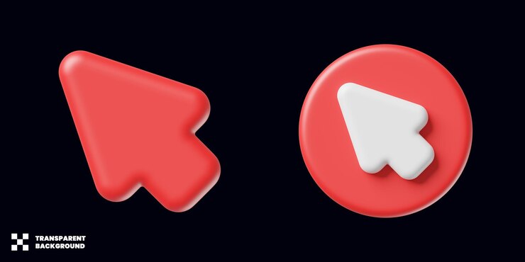 PSD colección de iconos de puntero de flecha de cursor en 3d render