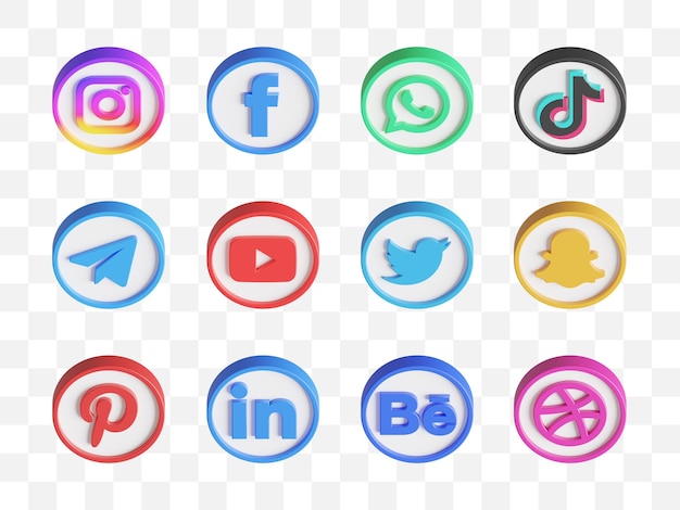 PSD colección de iconos de redes sociales 3d