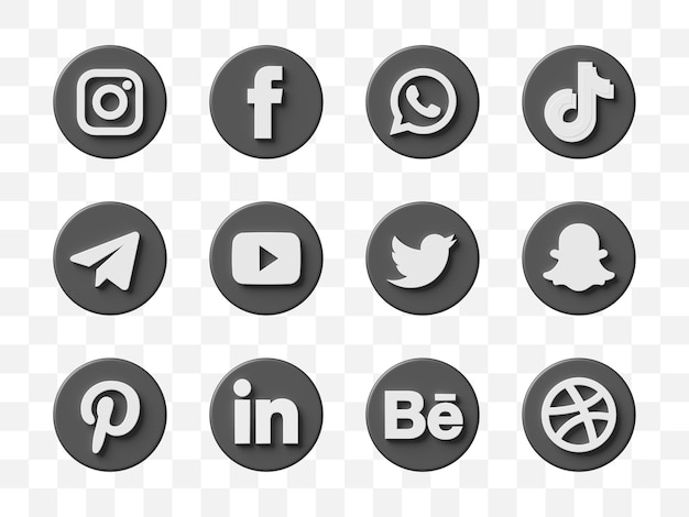 Colección de iconos de redes sociales 3D