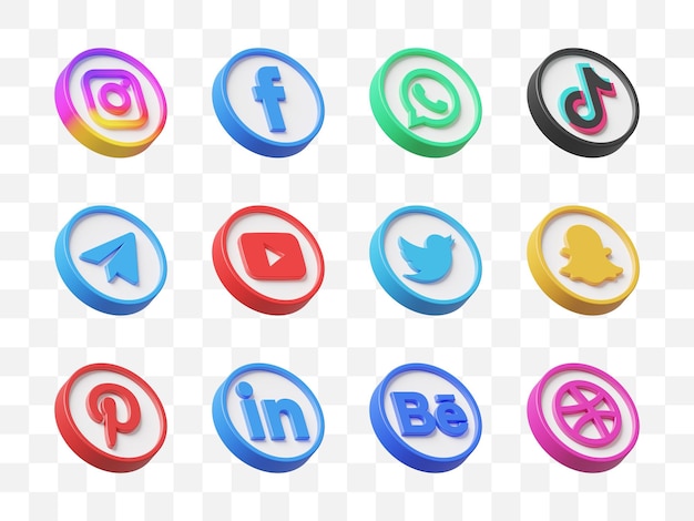 Colección de iconos de redes sociales 3D