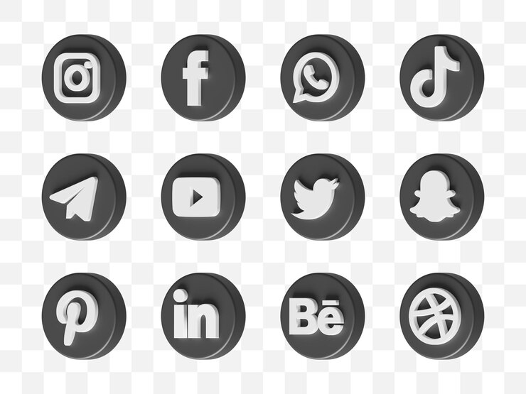 PSD colección de iconos de redes sociales 3d