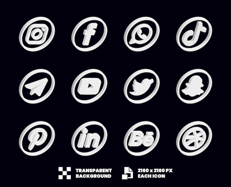 PSD colección de iconos de redes sociales 3d