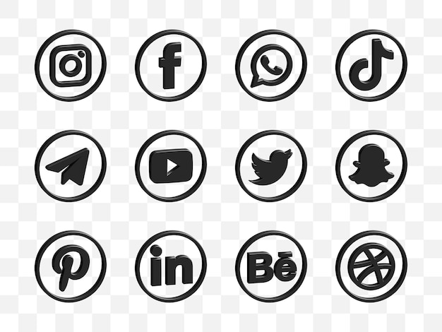 Colección de iconos de las redes sociales en 3D
