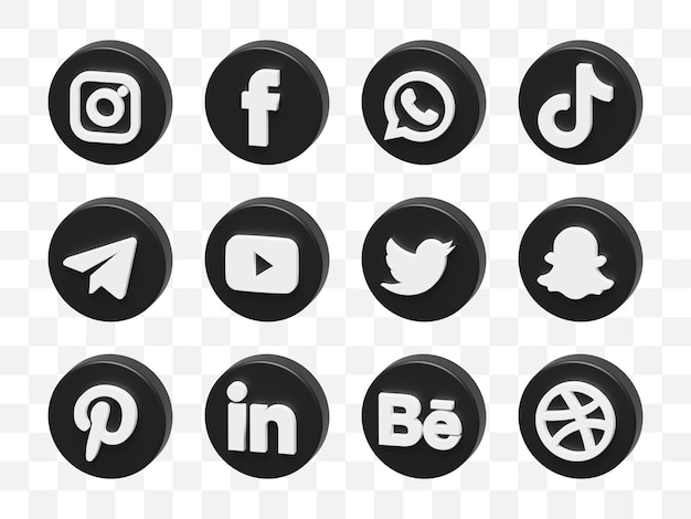 Colección de iconos de redes sociales 3D
