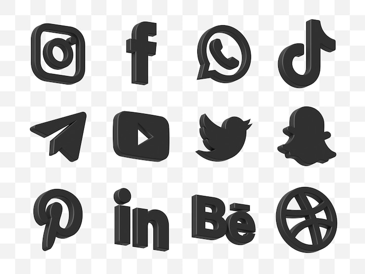 PSD colección de iconos de redes sociales en 3d