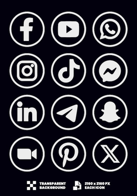 Colección de iconos de las redes sociales en 3D