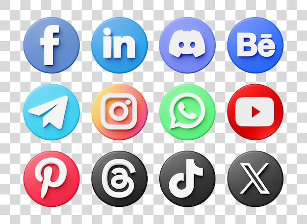Colección de iconos de redes sociales 3D