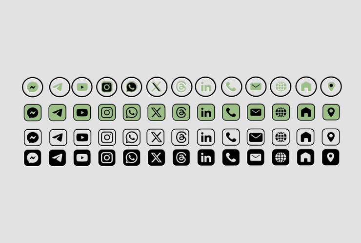 PSD colección de iconos de redes sociales y contactos