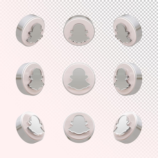 Colección de iconos de snapchat de renderizado 3d