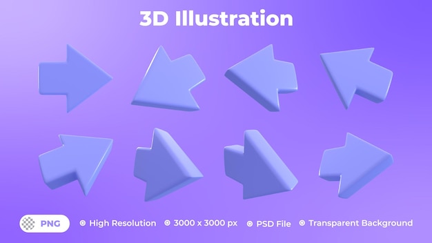 PSD colección de ilustración de flecha 3d