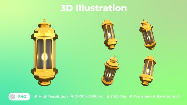 PSD colección de ilustración de linterna 3d