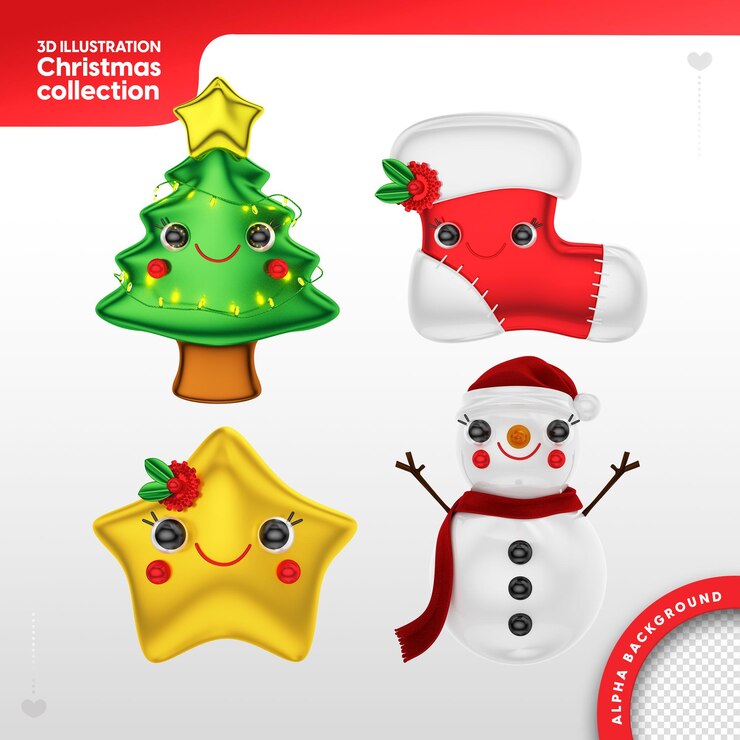 PSD colección de ilustraciones 3d para navidad