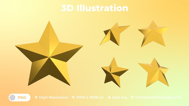 Colección de ilustraciones de estrellas 3d