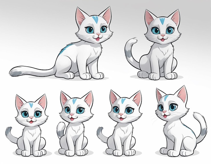 PSD una colección de imágenes de gatos con ojos de diferentes colores