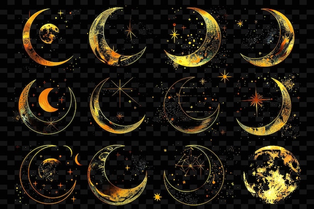 Una colección de imágenes de la luna y las estrellas