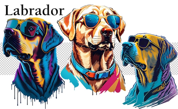 PSD colección de imágenes prediseñadas de sunny labs y retrievers