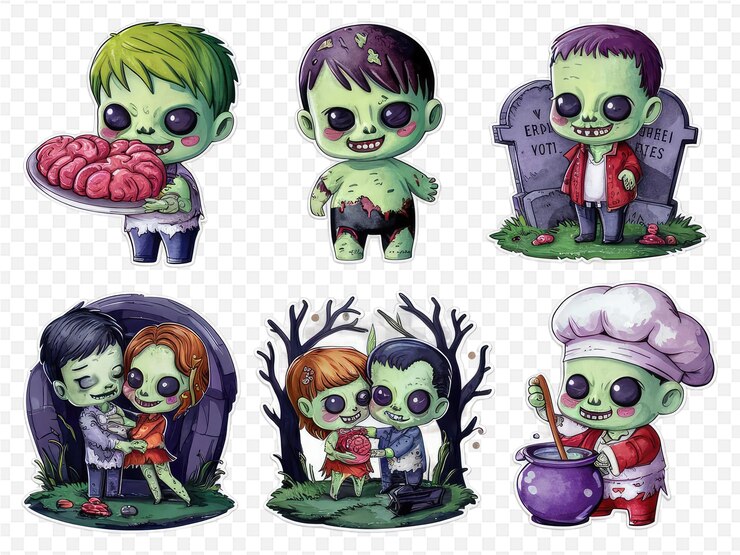 PSD una colección de imágenes de un zombi y un zombi