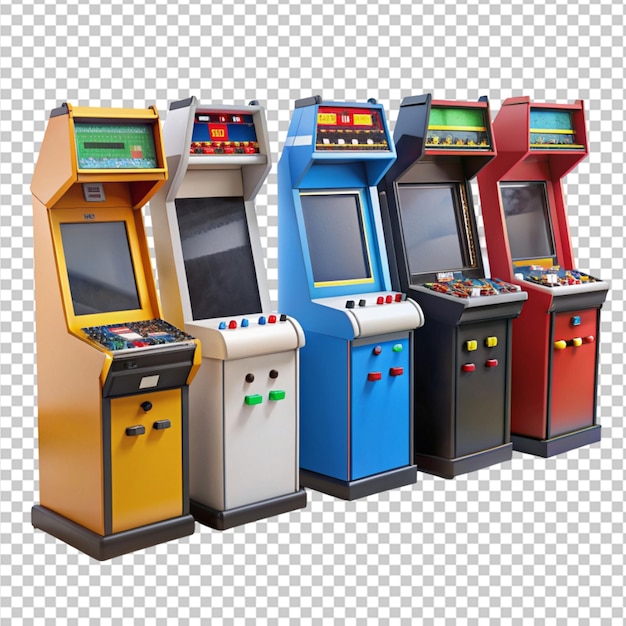 PSD colección de juegos de arcade clásicos en un fondo transparente