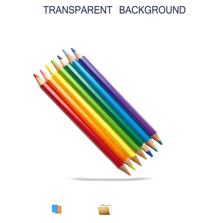 PSD una colección de lápices de colores con las palabras colores en la parte inferior