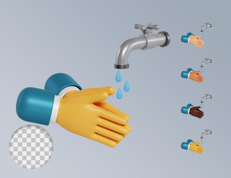 PSD colección de lavado de manos 3d