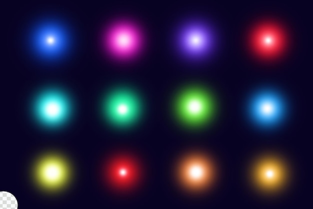 Colección de llamaradas de luz de círculo.