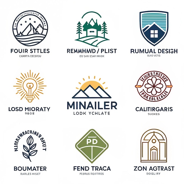 una colección de logotipos para una compañía llamada el nombre de la compañía