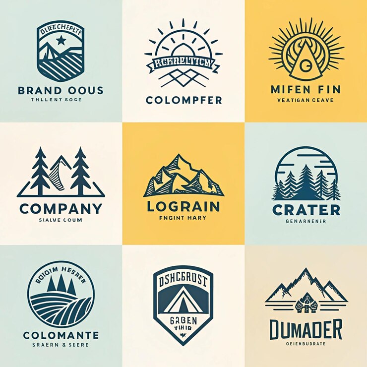 PSD una colección de logotipos para una compañía de montaña dewer