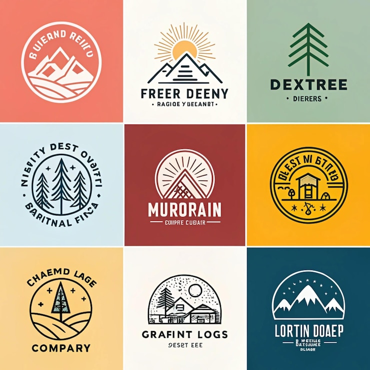 PSD una colección de logotipos para una compañía de rocío de montaña
