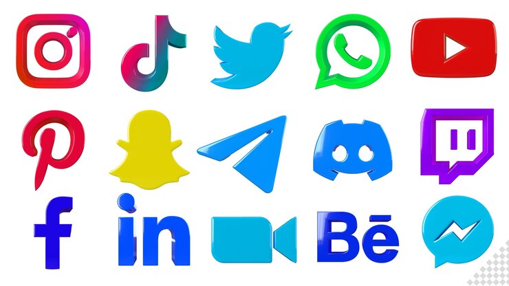 PSD la colección de logotipos de iconos de redes sociales más popular 3d render