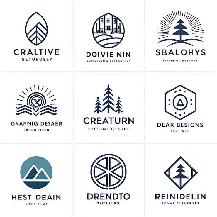 PSD una colección de logotipos para un pueblo de montaña