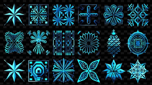 PSD una colección de luces azules con un patrón de mariposas