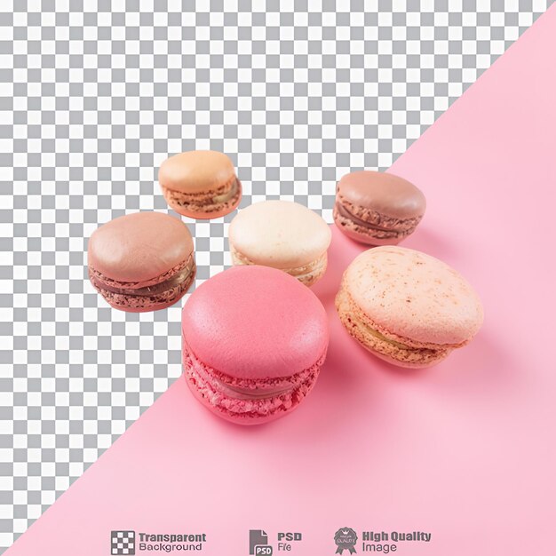 Una colección de macarrones franceses con diferentes colores aislados