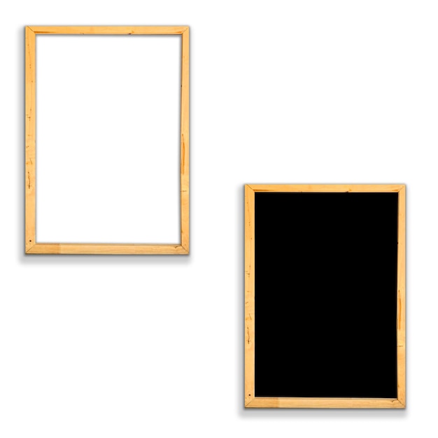 Colección de marcos de imágenes de madera en blanco realistas Marco de fotos vacío con textura de madera