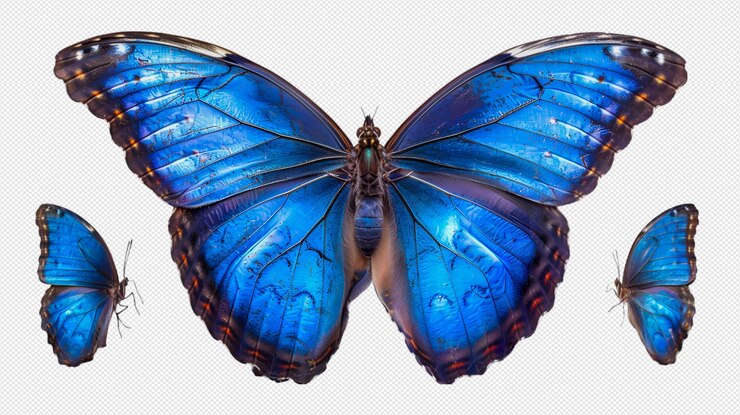 Colección de mariposas sobre un fondo transparente