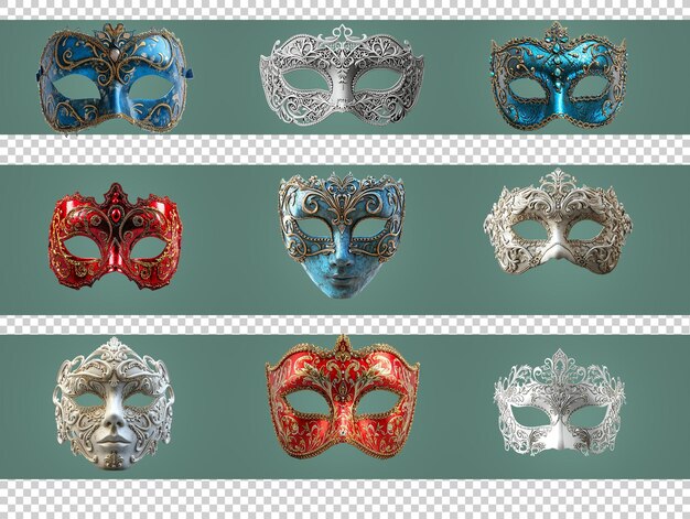 PSD colección de máscaras de mascarada con fondo transparente