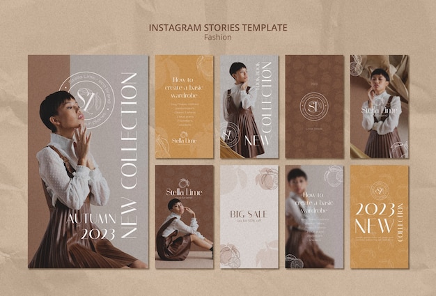 Colección de moda dibujada a mano historias de instagram