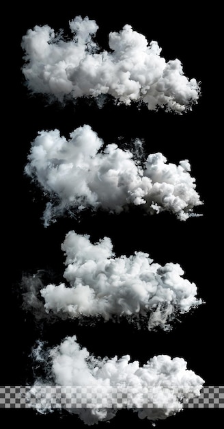 Colección de nubes realistas en un fondo transparente