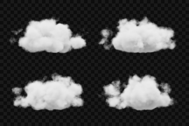 Colección de nubes sobre fondo transparente