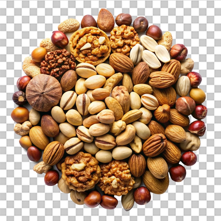PSD colección de nueces aisladas sobre un fondo transparente