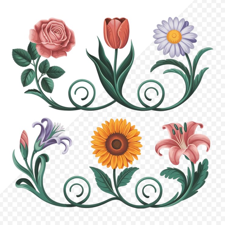 PSD una colección de ollas de flores con la palabra jardín en el fondo transparente
