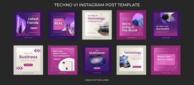 PSD colección de paquetes psd de diseño de tecnología moderna para redes sociales e plantillas de publicaciones de instagram