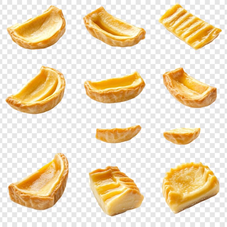 PSD una colección de pasteles marrones dorados con relleno de crema de crema
