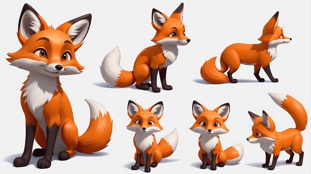 una colección de personajes de dibujos animados que incluyen Fox Fox Fox y Fox