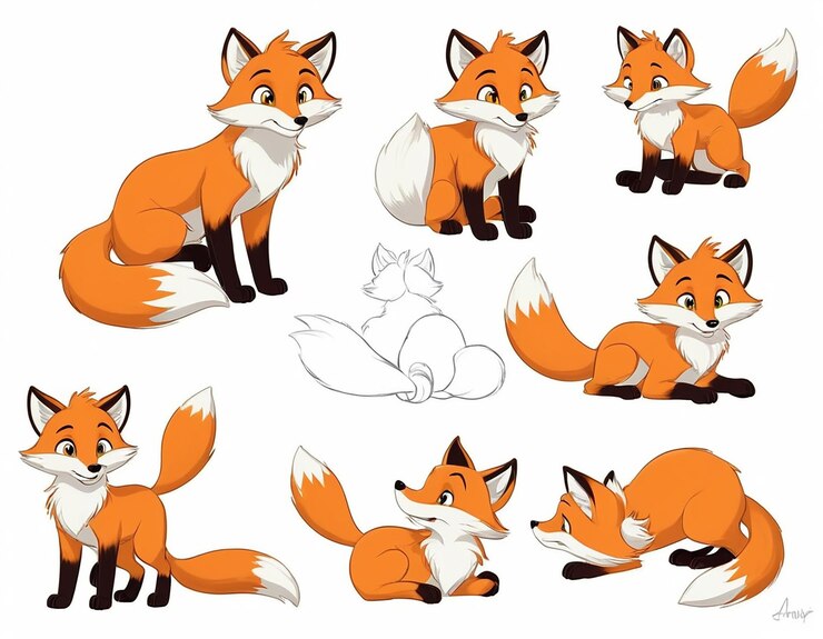 PSD una colección de personajes de dibujos animados que incluyen fox fox fox y fox