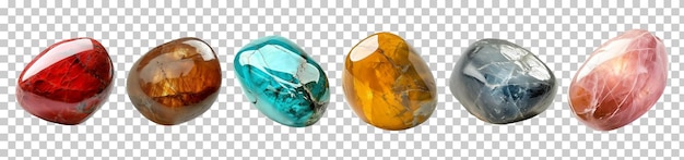 PSD colección de piedras de colores lisas aisladas en un fondo transparente png psd