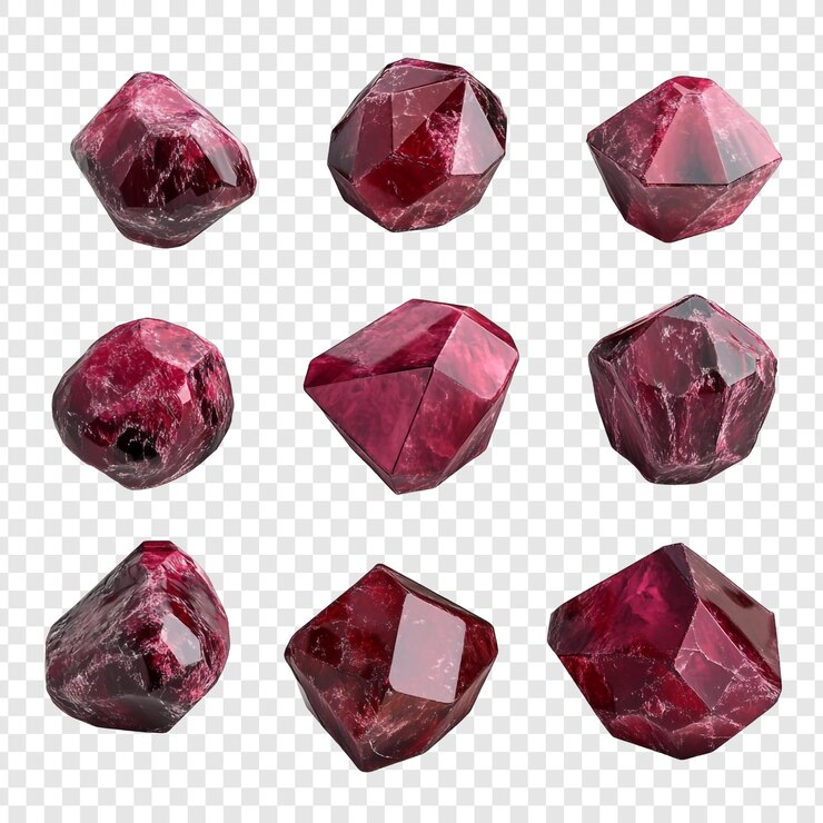 PSD colección de piedras preciosas rojas