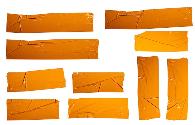 Colección de piezas de cinta adhesiva naranja