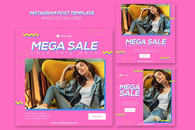 Colección de plantillas de publicaciones de instagram de venta de moda