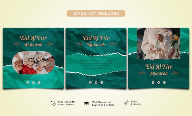 PSD colección de plantillas de redes sociales de eid mubarak