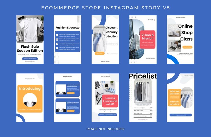 PSD colección psd de diseño de tiendas de comercio electrónico para redes sociales e plantilla de historias de instagram